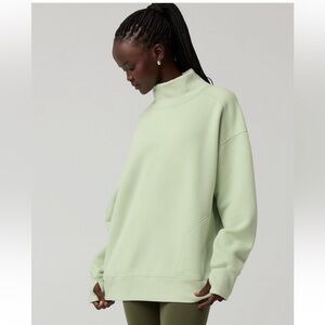 Aerie Offline Cloud Fleece Oversized Lt Green Mock Neck Sweatshirt Medium